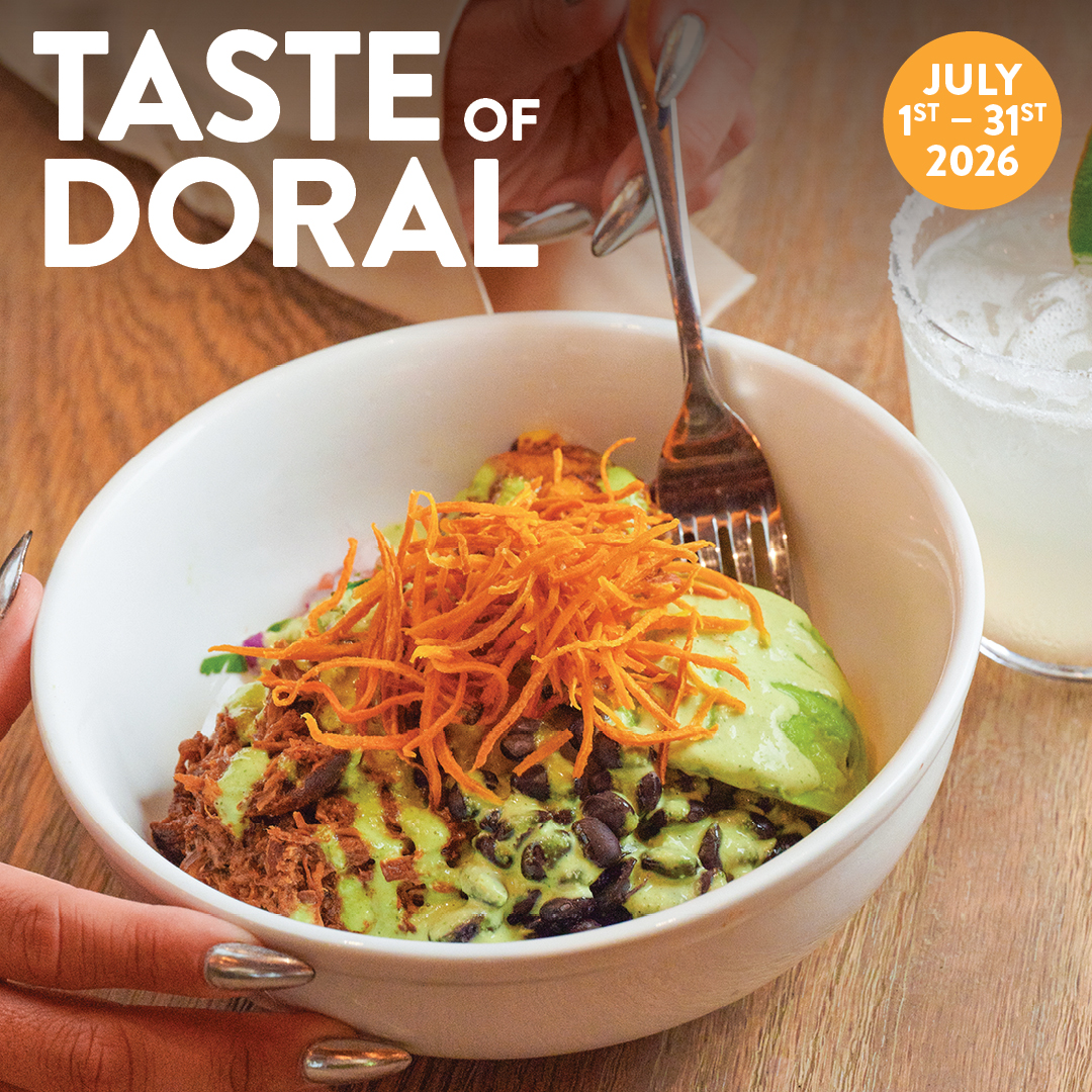 Experience the flavors of Peru this July with Pisco y Nazca's limited-edition **Taste of Doral** prix fixe menus. Enjoy a three-course brunch, lunch, or dinner featuring signature Peruvian dishes and your choice of select drinks, available **July 1–31, 2026**. **ALT TEXT:** Taste of Doral promotional graphic for Pisco y Nazca featuring a Peruvian rice bowl with avocado sauce and crispy sweet potato, highlighting limited-edition three-course prix fixe menus for brunch ($35), lunch ($30), and dinner ($45), available July 1–31, 2026.